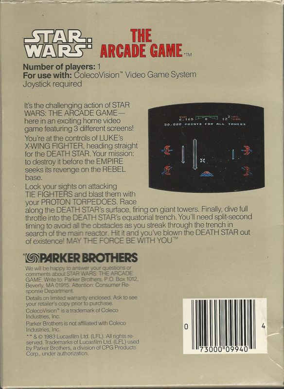 Star Wars box art for Colecovision